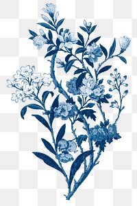 Vintage png flower blue peony, transparent background