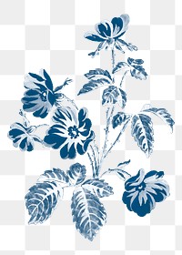 Aesthetic flower png blue painting, transparent background