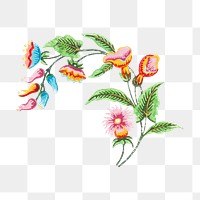 Vintage png watercolor flower painting, transparent background