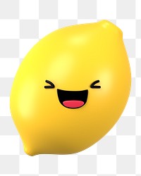 Laughing lemon png 3D emoticon, transparent background