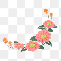 Pink flower png border, flat design illustration