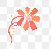 Red flower png doodle on transparent background