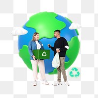 Png eco waste management collage, transparent background