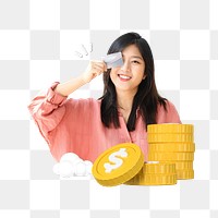 Png cloud online banking collage, transparent background