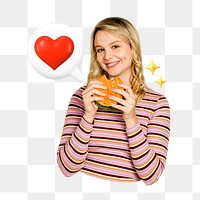 Png Girl food lover collage, transparent background