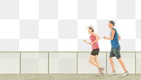 Png people jogging illustration, transparent background