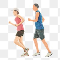 Png people jogging illustration, transparent background