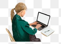 Png working from home illustration, transparent background