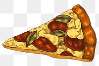 Png pizza illustration collage element, transparent background