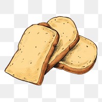 Png bread illustration collage element, transparent background