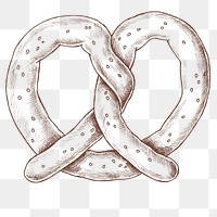 Png pretzel illustration collage element, transparent background