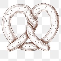 Png pretzel illustration collage element, transparent background