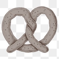 Png pretzel illustration collage element, transparent background