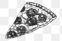 Png pizza black and white illustration, transparent background