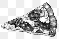 Png pizza black and white illustration, transparent background