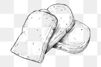 Png bread black and white illustration, transparent background