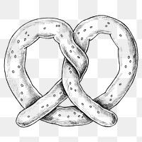 Png pretzel black and white illustration, transparent background