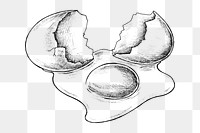 Png cracked egg black and white illustration, transparent background