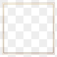 Png golden square frame collage element, transparent background