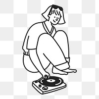 Doodle woman sitting png illustration, transparent background