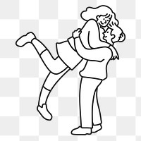 Doodle couple holding png illustration, transparent background