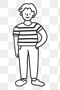 Doodle man standing png illustration, transparent background