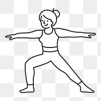 Doodle woman yoga png illustration, transparent background