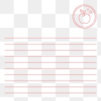 PNG Pink apple lined paper, diet log, transparent background