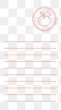 PNG Pink apple lined paper, diet log, transparent background