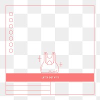 PNG Fitness activity log table, pink line art design, transparent background