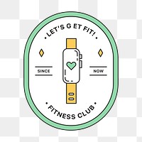 PNG Fitness club logo badge, line art design, transparent background
