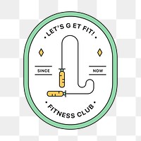 PNG Fitness club logo badge, line art design, transparent background