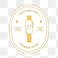 PNG Fitness club logo badge, line art design, transparent background