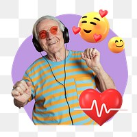 Png happy old man, 3D remix, transparent background