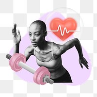 Png running woman, 3D remix, transparent background