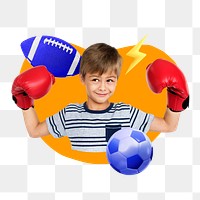 Png exercising kid, 3D remix, transparent background