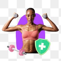 Png exercising woman, 3D remix, transparent background