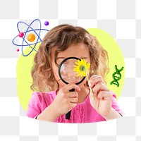 Png girl in science class, 3D remix, transparent background