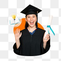 Png university student, 3D remix, transparent background