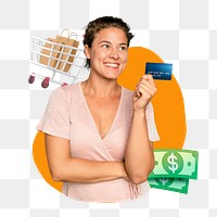 Png shopping woman, 3D remix, transparent background