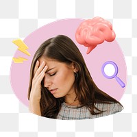 Businesswoman having headache png, creative health remix, transparent background