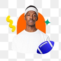 American football athlete png, sport remix, transparent background