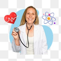 Smiling doctor png, creative healthcare remix, transparent background