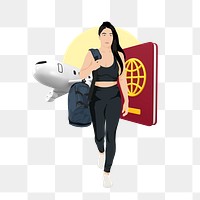 Traveling abroad png sticker, vector illustration transparent background