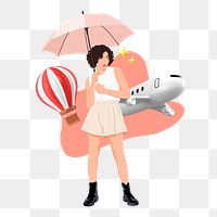 Solo traveler png sticker, vector illustration transparent background