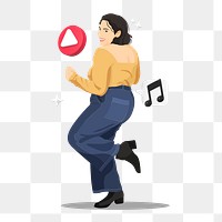 Woman dancing  png sticker, vector illustration transparent background