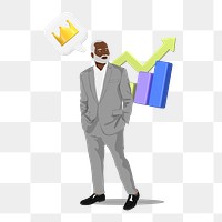 Senior businessman png sticker, vector illustration transparent background