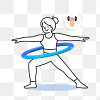 Hula hoop png exercise sticker, health & wellness transparent background