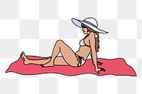 Sunbathing png clipart illustration, transparent background. Free public domain CC0 image.