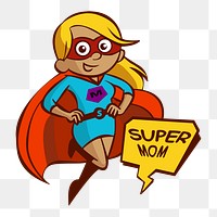 Super mom png clipart illustration, transparent background. Free public domain CC0 image.